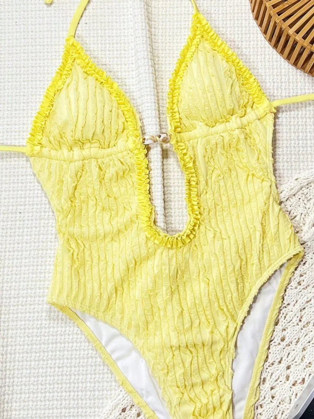 Yellow Cute Women's One-Piece Swimsuit